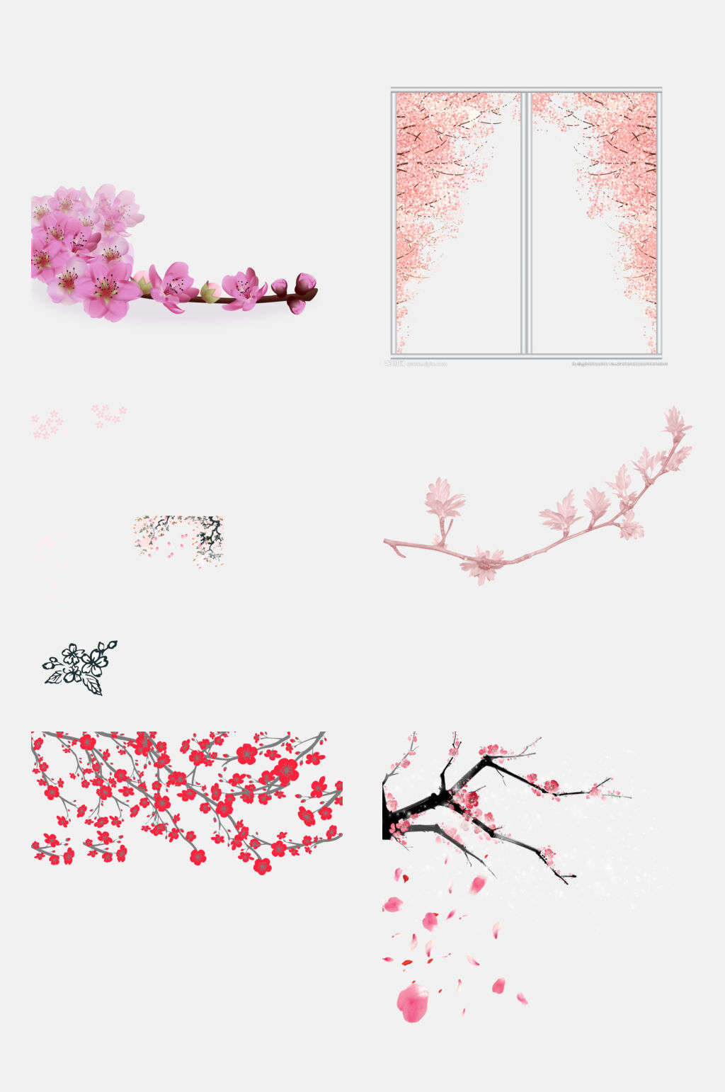 个性卡通治愈樱花花朵手绘免抠素材素材