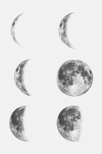 月圆月缺月球月亮免抠素材