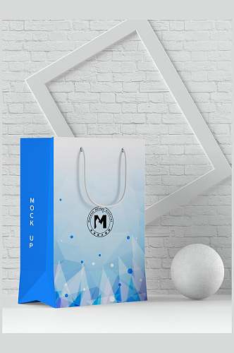 立体球体蓝色包装设计展示样机