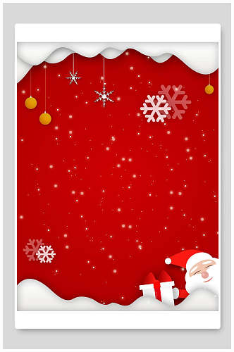 红色雪花圣诞海报背景