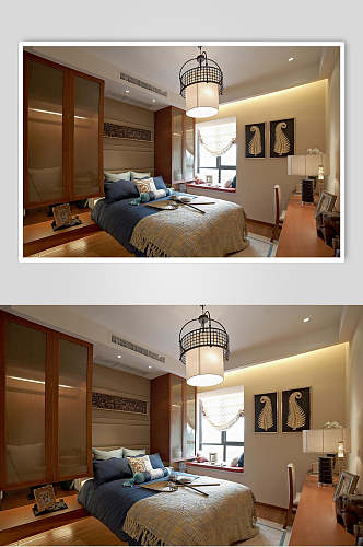 吊灯个性优雅简约黄新中式室内图片