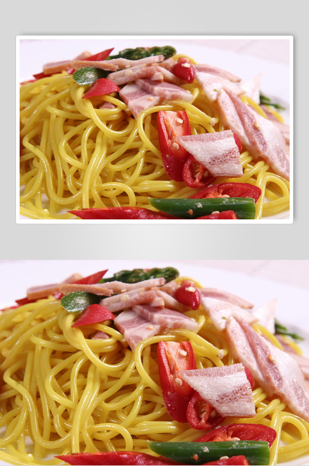 蒜味培根辣椒面图片素材