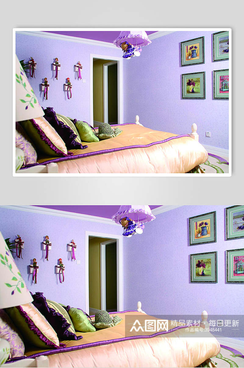 紫色天花板法式别墅样板间图片素材
