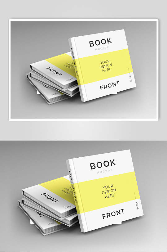 英文字母黄色精装书本书籍样机-众图网