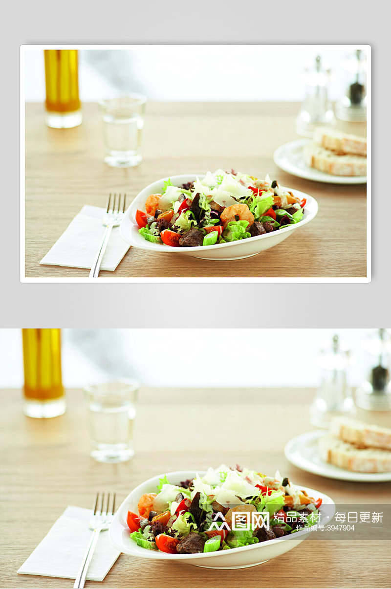 餐桌色香俱全沙拉美食图片素材