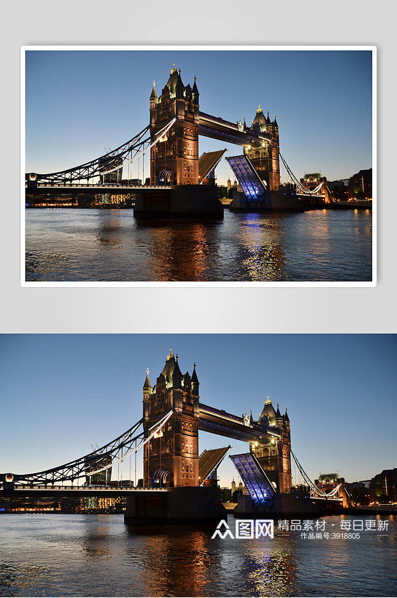 大气时尚高级感国际蓝城市桥梁图片素材
