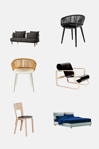简约编制椅子现代家具免抠素材