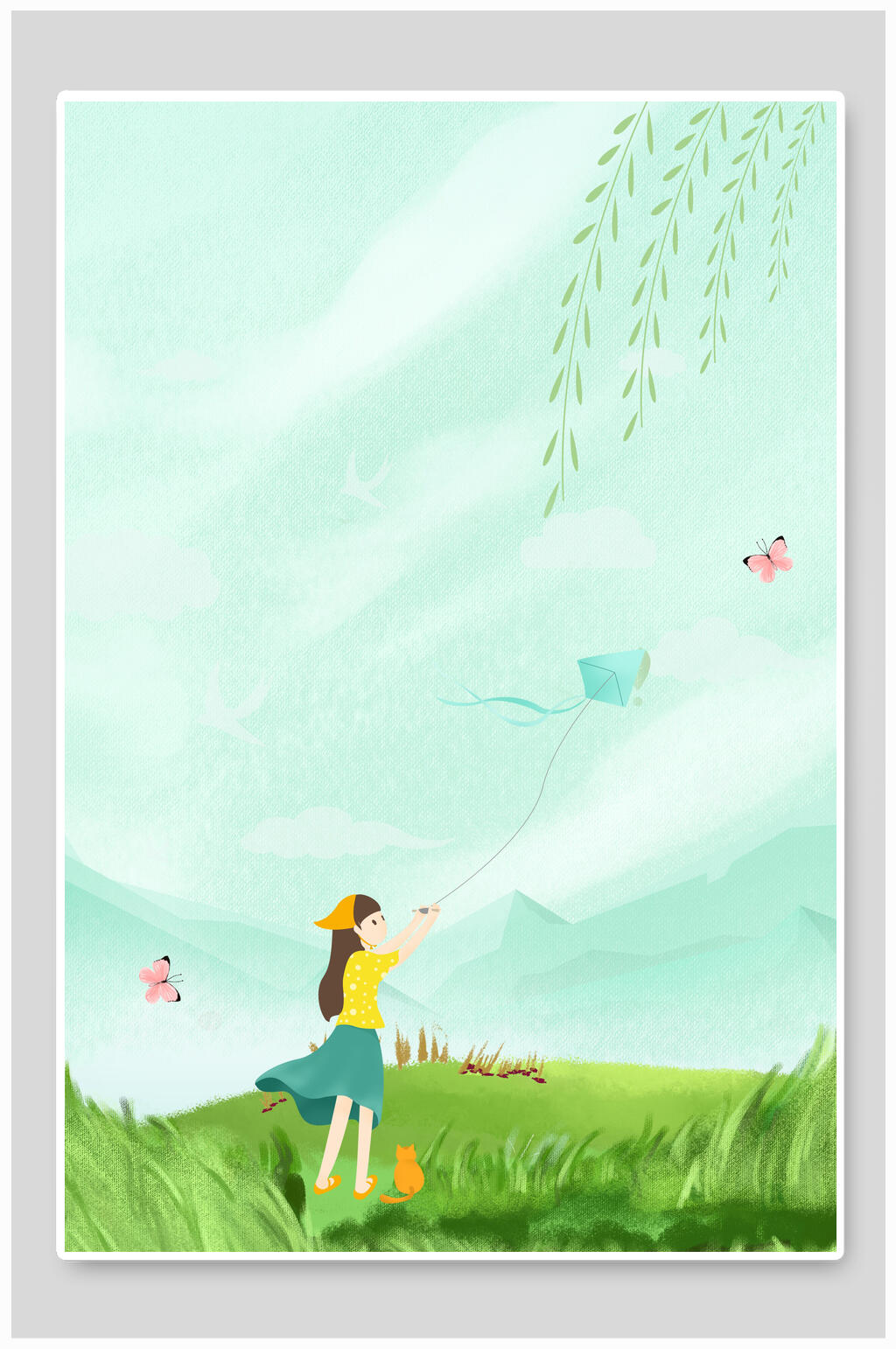 简约风筝春天插画背景素材