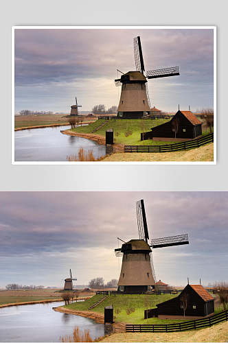 小村庄欧式风车图片
