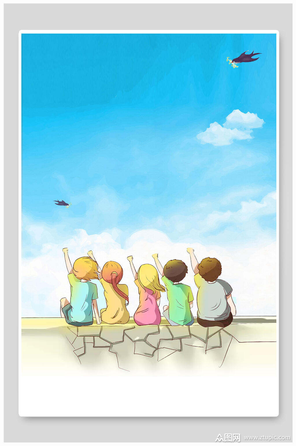 蓝色毕业季背景素材