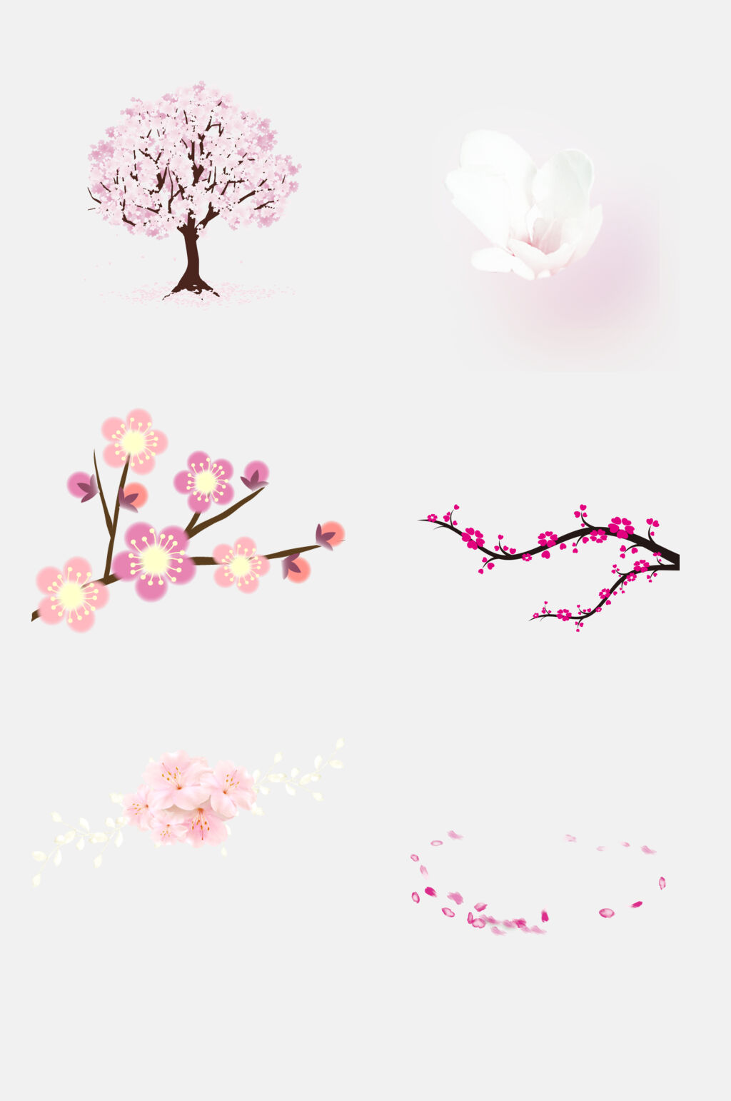 治愈唯美粉色樱花花朵手绘免抠素材素材