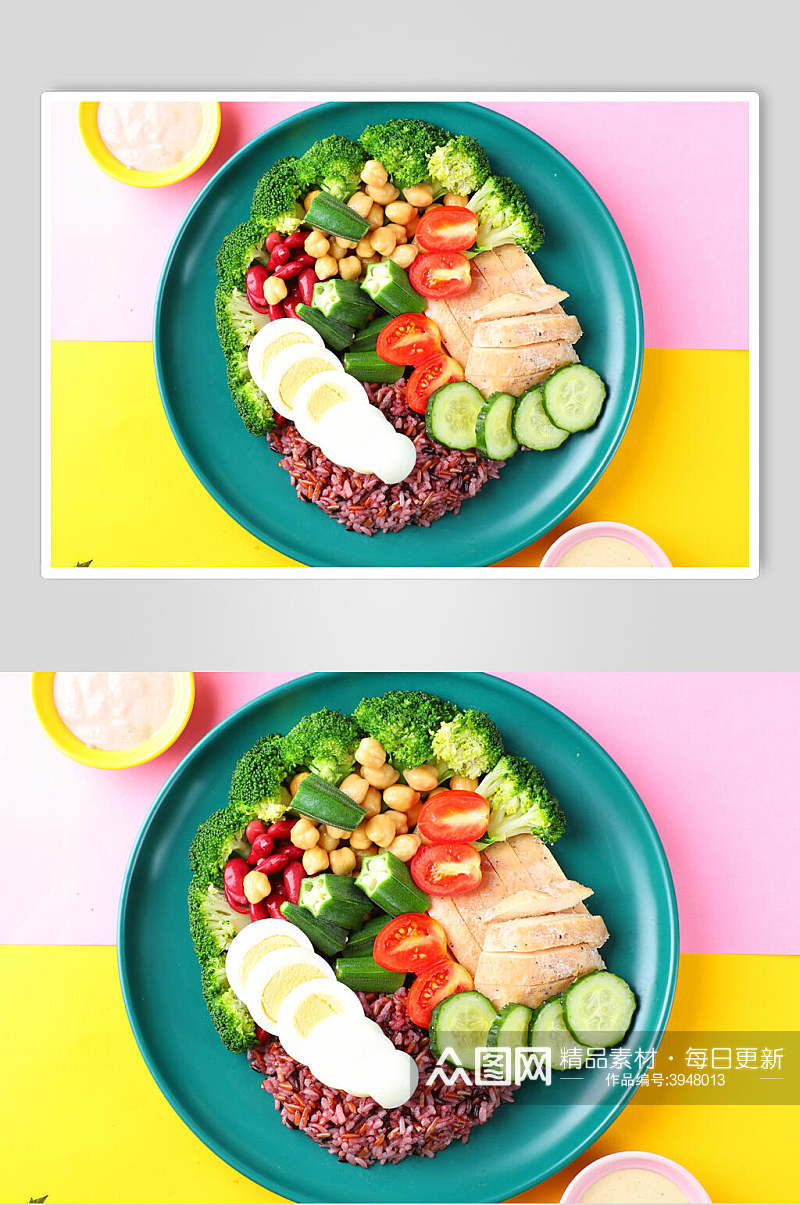 美味蛋白质蔬果沙拉美食图片素材