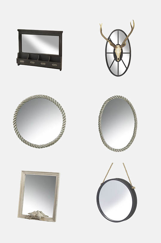 唯美北欧风镜子免抠素材