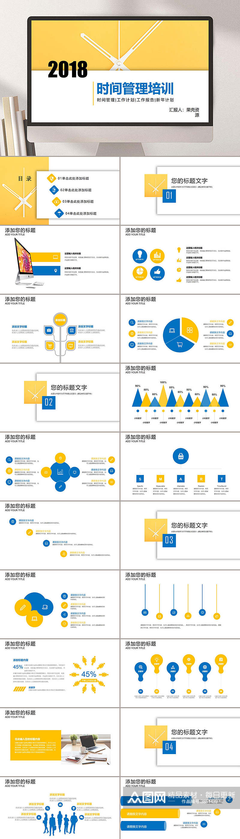 2018时间管理培训工作计划工作报高PPT素材