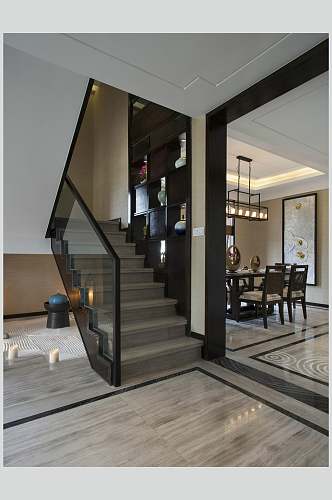 个性优雅高级感楼梯新中式室内图片