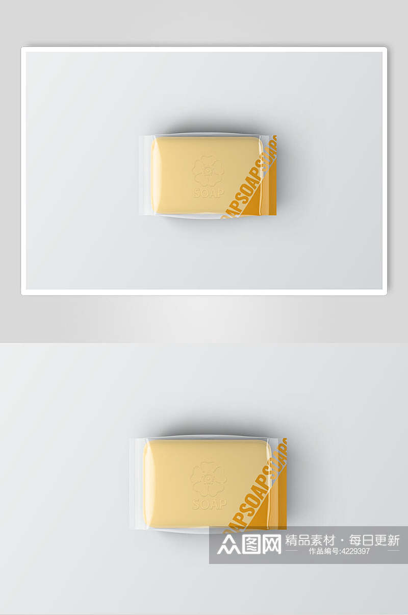 英文字母黄色肥皂包装展示样机素材