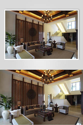温馨优雅高级古典黄新中式室内图片
