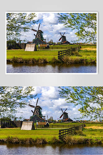 村庄欧式风车图片