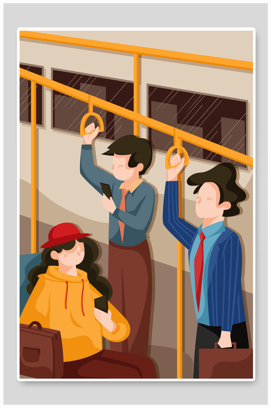 地铁唯美生活插画