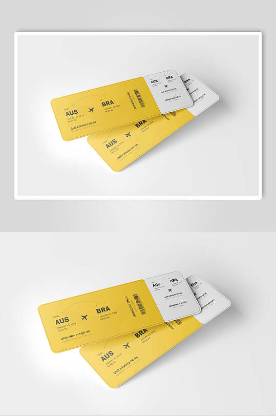 纸张悬空简约清新优惠券门票样机