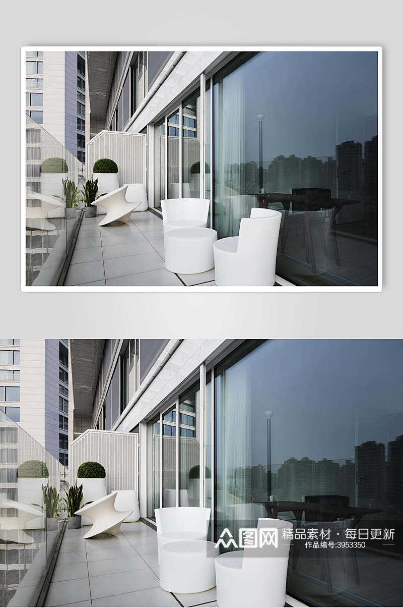 高端阳台玻璃桌椅港式家装家居图片素材