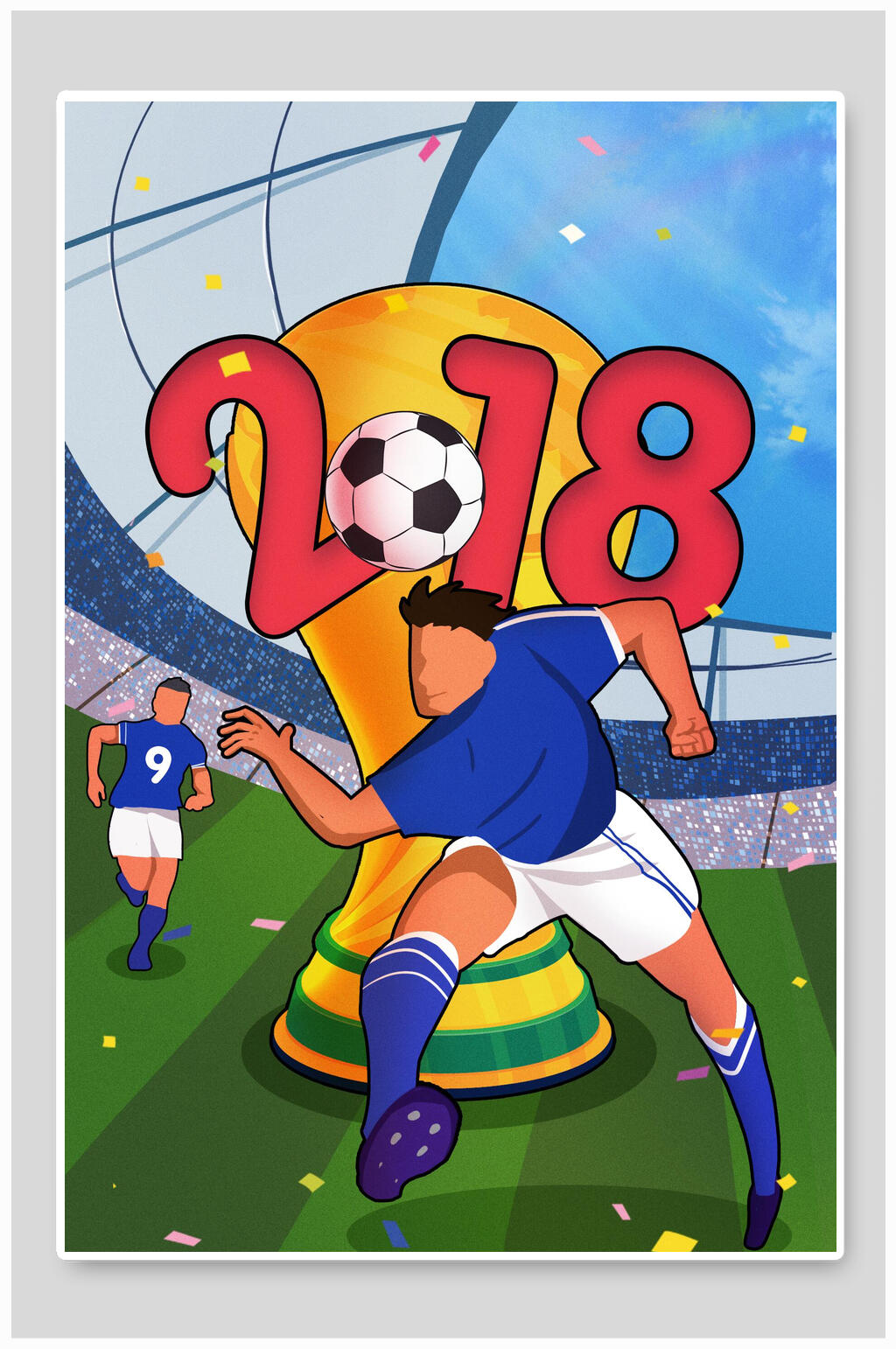 足球世界杯运动插画
