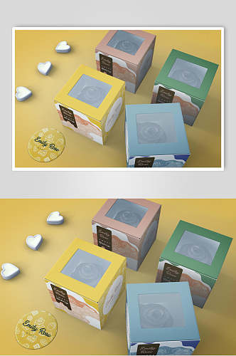 立体方形白膜甜品食品包装展示样机