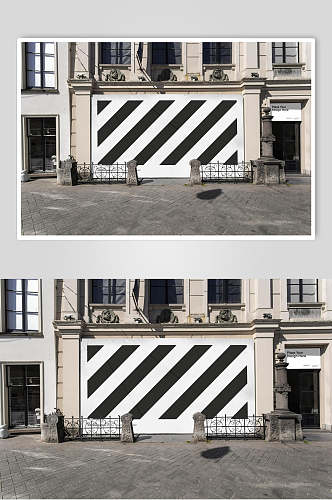 条纹门店橱窗广告效果图贴图样机