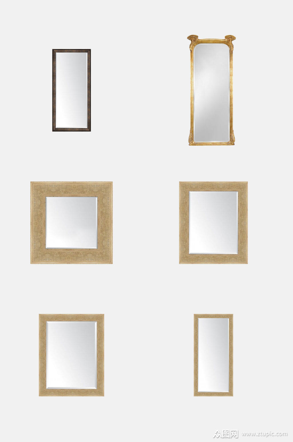 黄银简约创意大气时尚镜子免抠素材模板下载-编号3921733-众图网