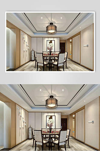 高级感创意优雅白色新中式室内图片