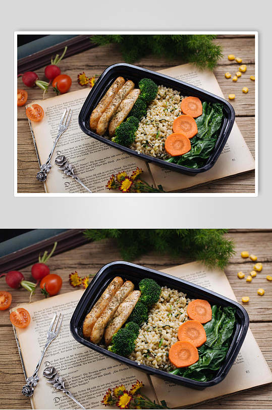 餐盒打包西蓝花沙拉美食图片