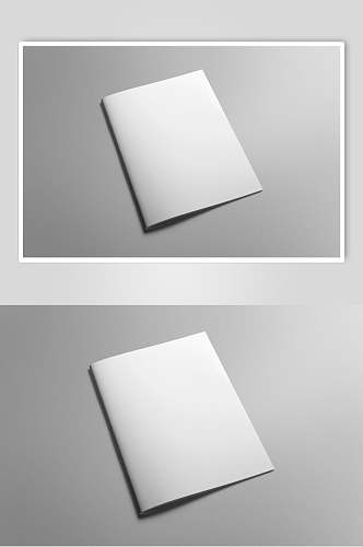 长方形纸张灰画册封面贴图样机