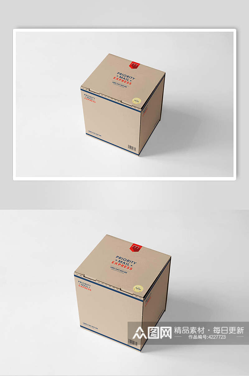 方形立体留白阴影包装盒贴图样机素材