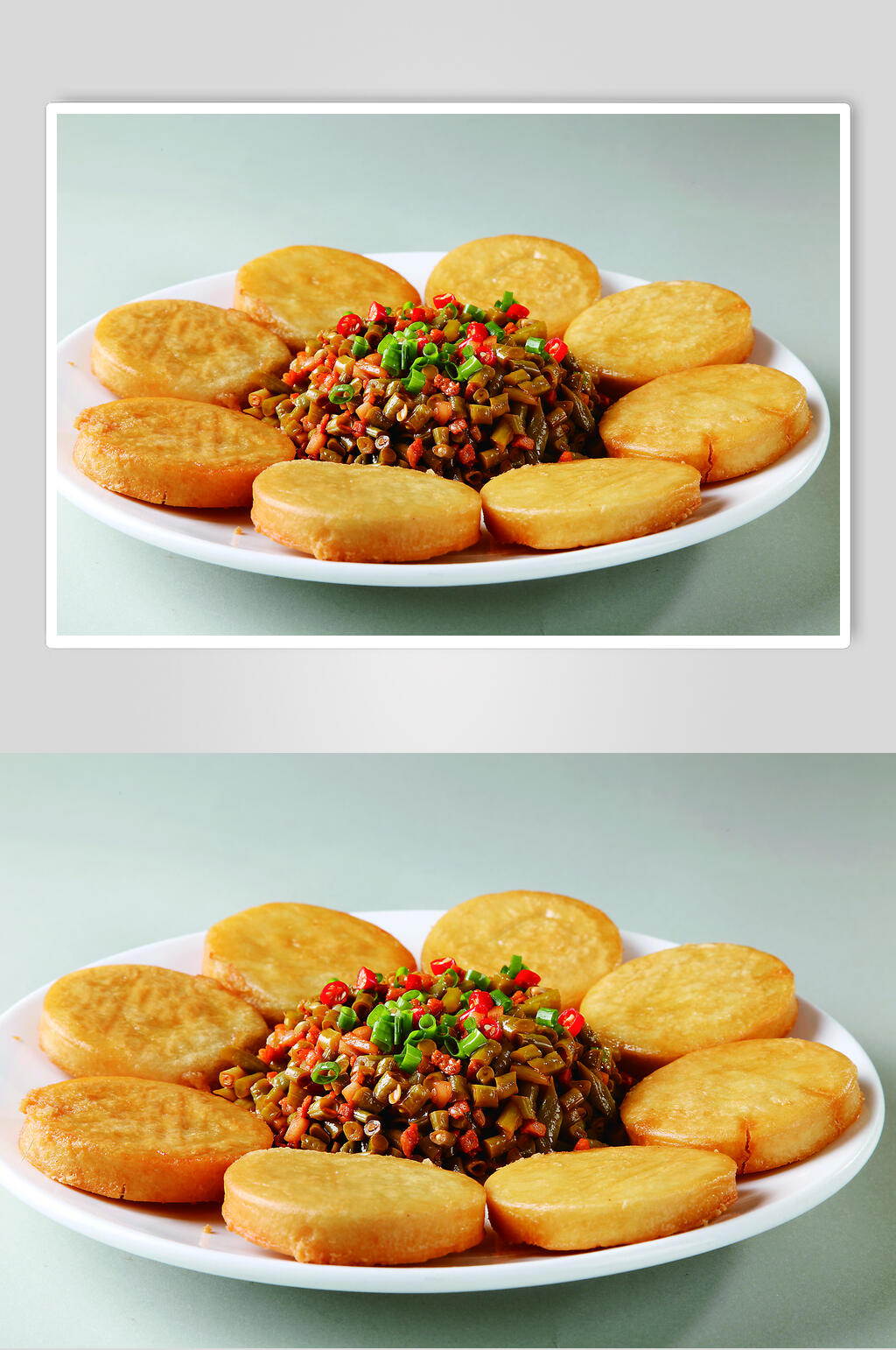酸豆角肉沫夹饼图片素材