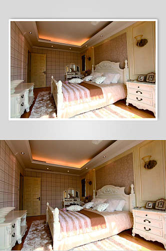 法式温馨别墅卧室样板间图片