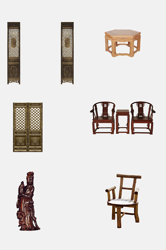 创意屏风中式家具免抠素材