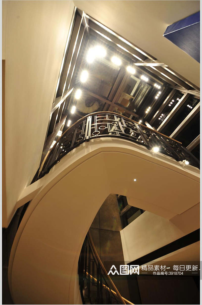 时尚艺术创意楼梯灯新中式室内图片素材