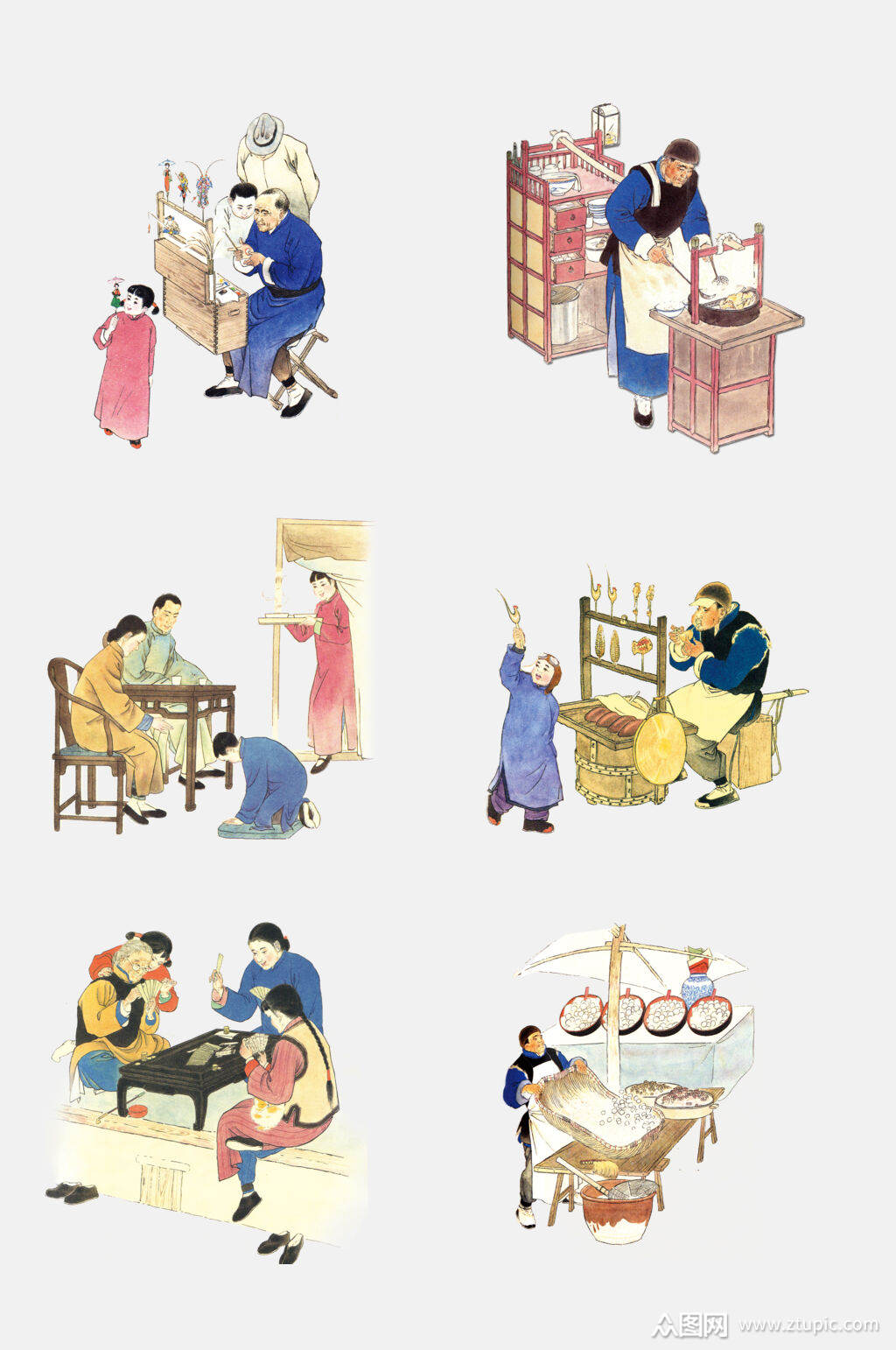 时尚做糖人集市免抠素材素材