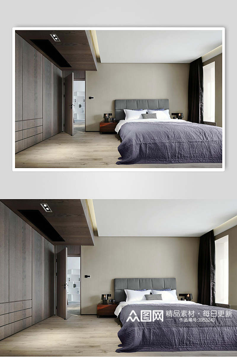 优雅床单床头柜紫港式家装家居图片素材