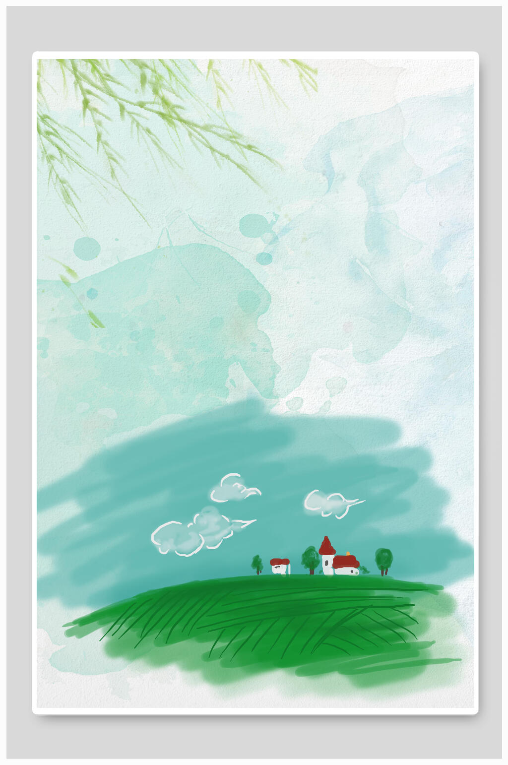 春暖花开春天插画背景素材