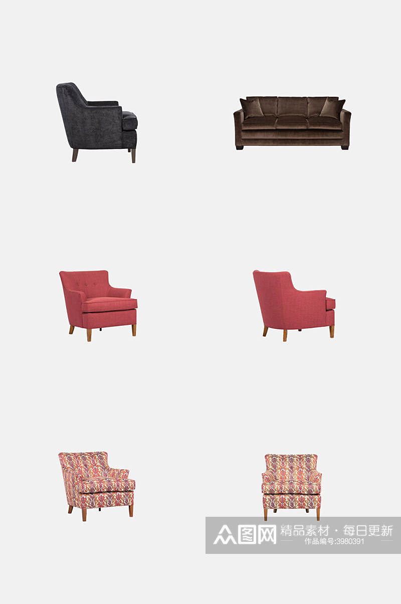 美式家具真皮沙发免抠素材素材