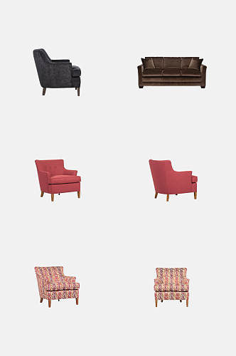 美式家具真皮沙发免抠素材