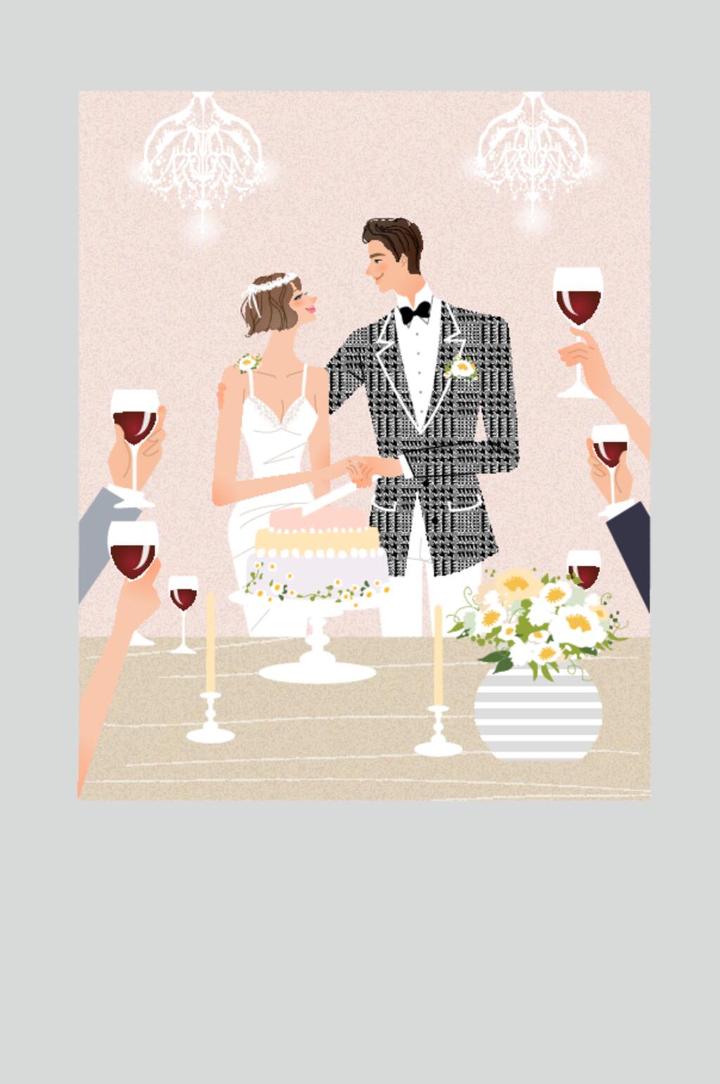 精美高端红酒婚礼婚庆插画矢量素材素材