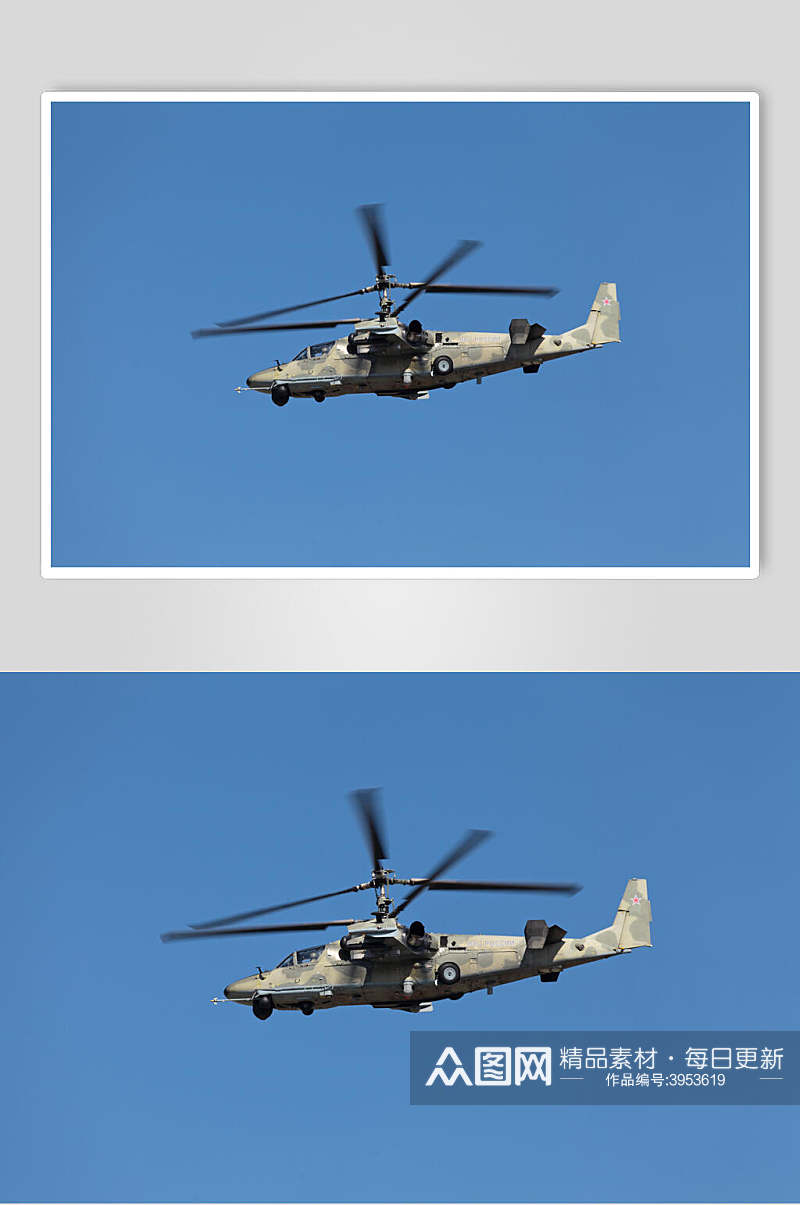 高级螺旋桨迷彩喷漆轮子直升机图片素材