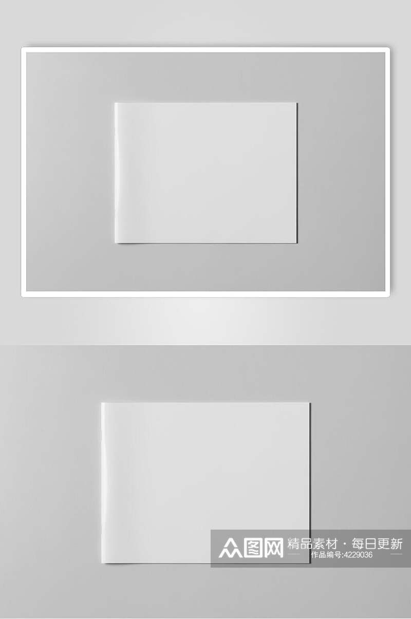 长方形灰白色画册封面贴图样机素材