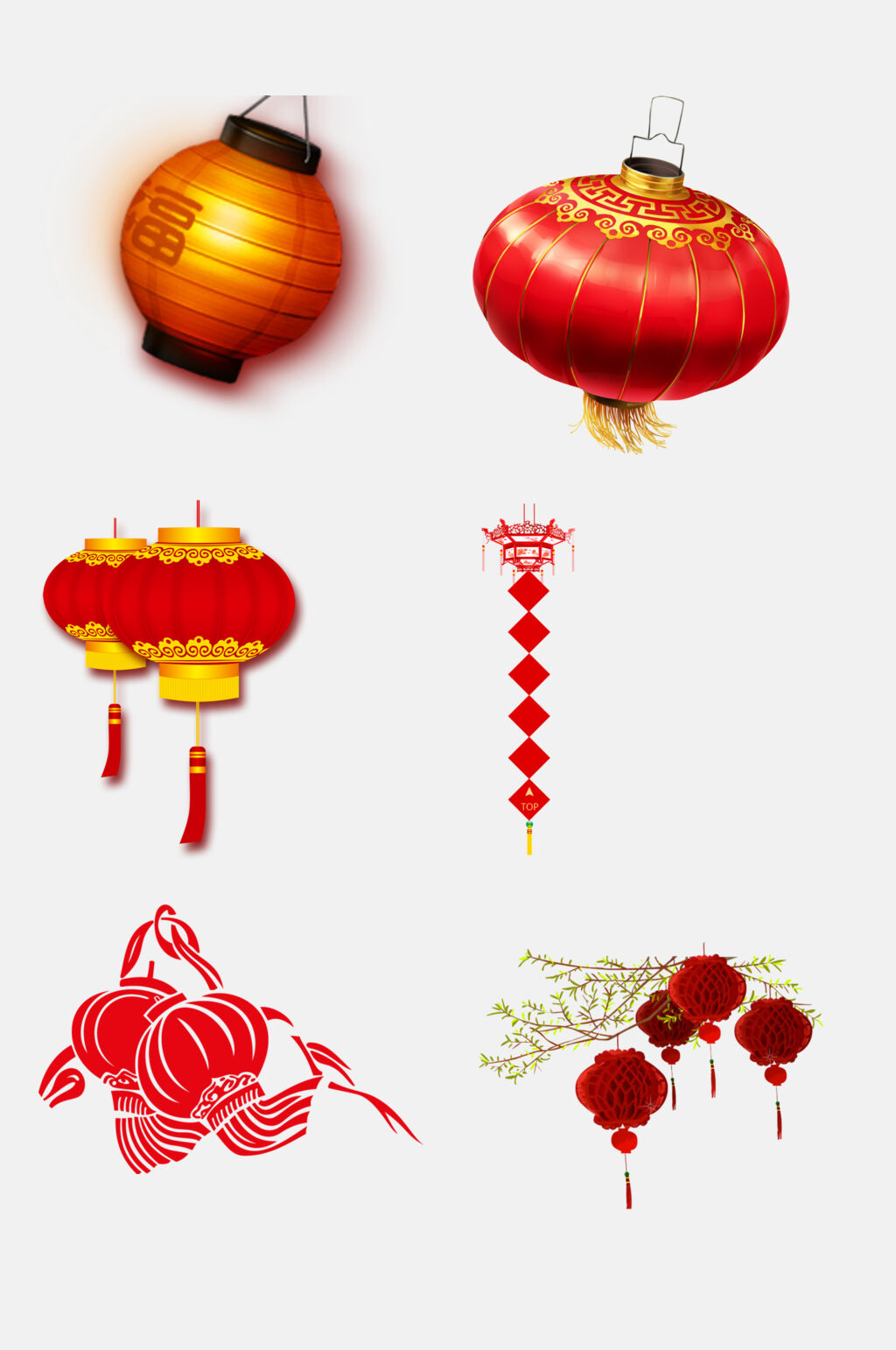 简约时尚古风灯笼免抠素材素材