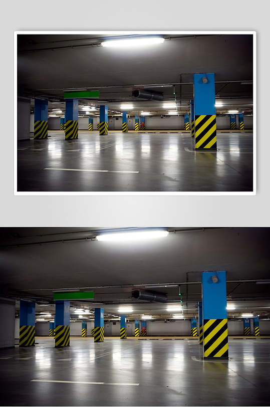 地下停车场蓝色图片摄影图
