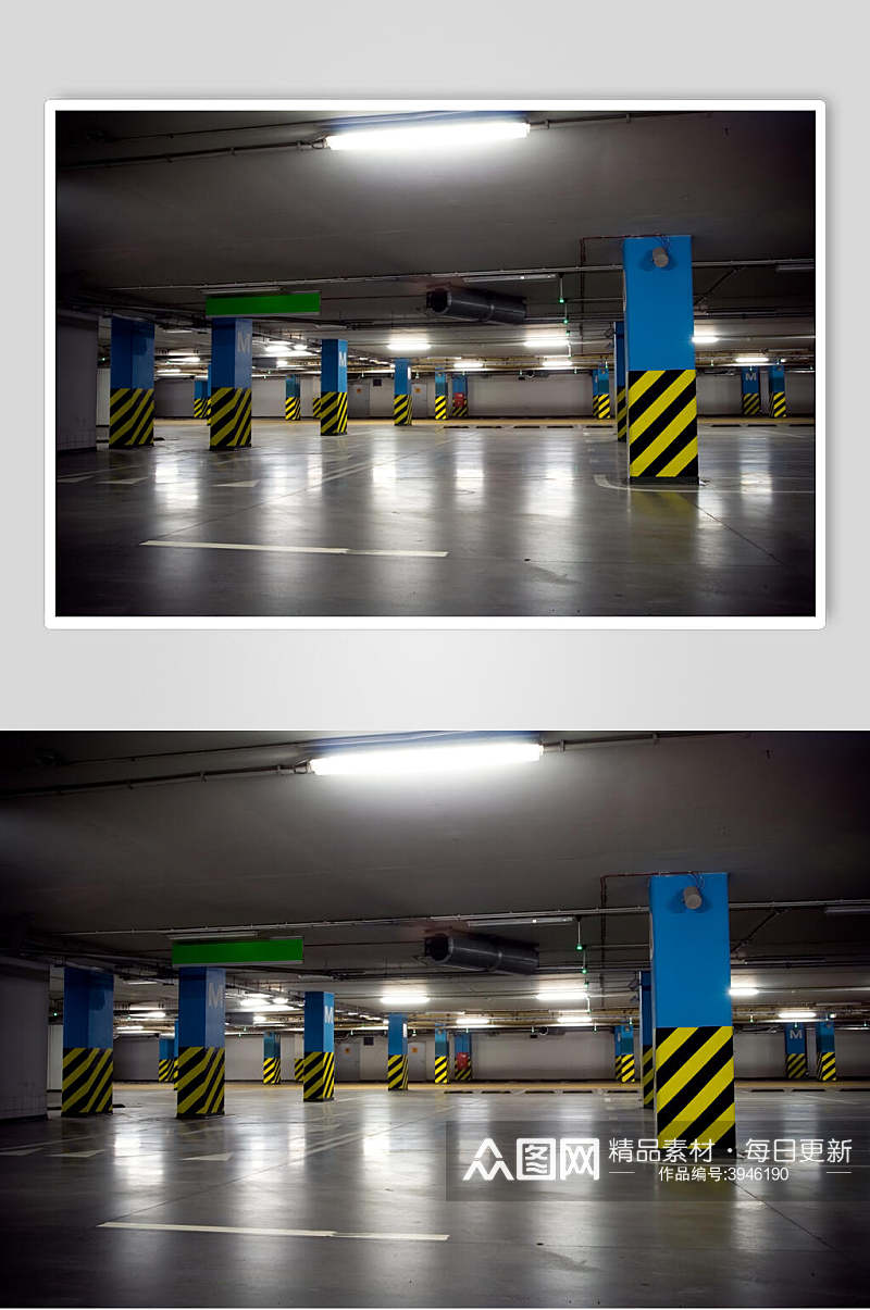 地下停车场蓝色图片摄影图素材