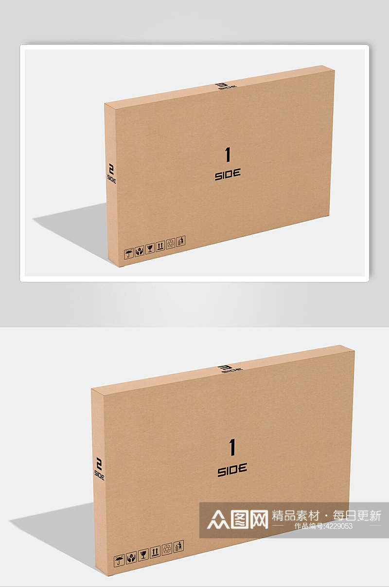 数字英文字母瓦楞纸包装盒样机素材