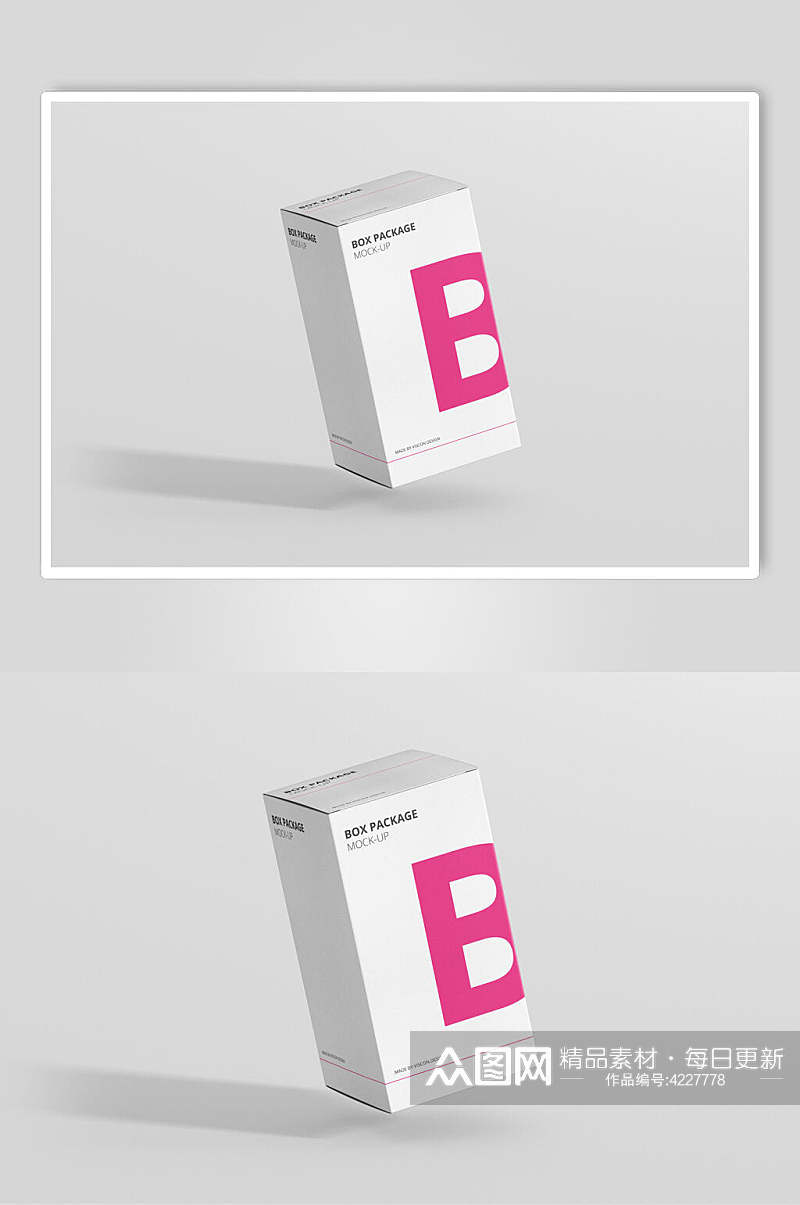 立体留白方形品牌包装盒设计样机素材
